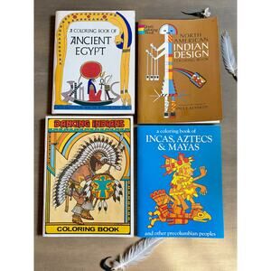 Vintage 1960s-70s Cultural Art Coloring Books Set-Egypt-Aztec-Native American